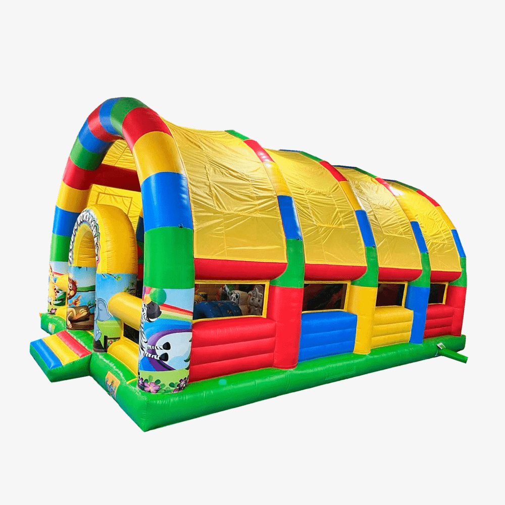 Надувной батут "Страна Сафария" с крышей и высокими горками 11*8*6 м