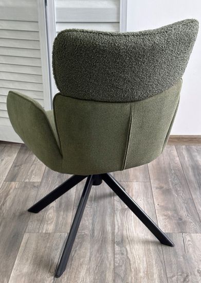 Стул TRIS 360 град. поворот с возвратом, Davis Nowo 37 зеленый, букле/ Point38 зелен / Черн