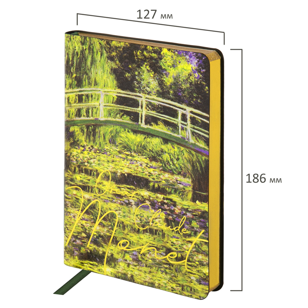 Ежедневник недатированный B6 (127х186 мм) BRAUBERG VISTA под кожу гибкий срез фольга 136 л. "Claude Monet" (2 штуки в упаковке)