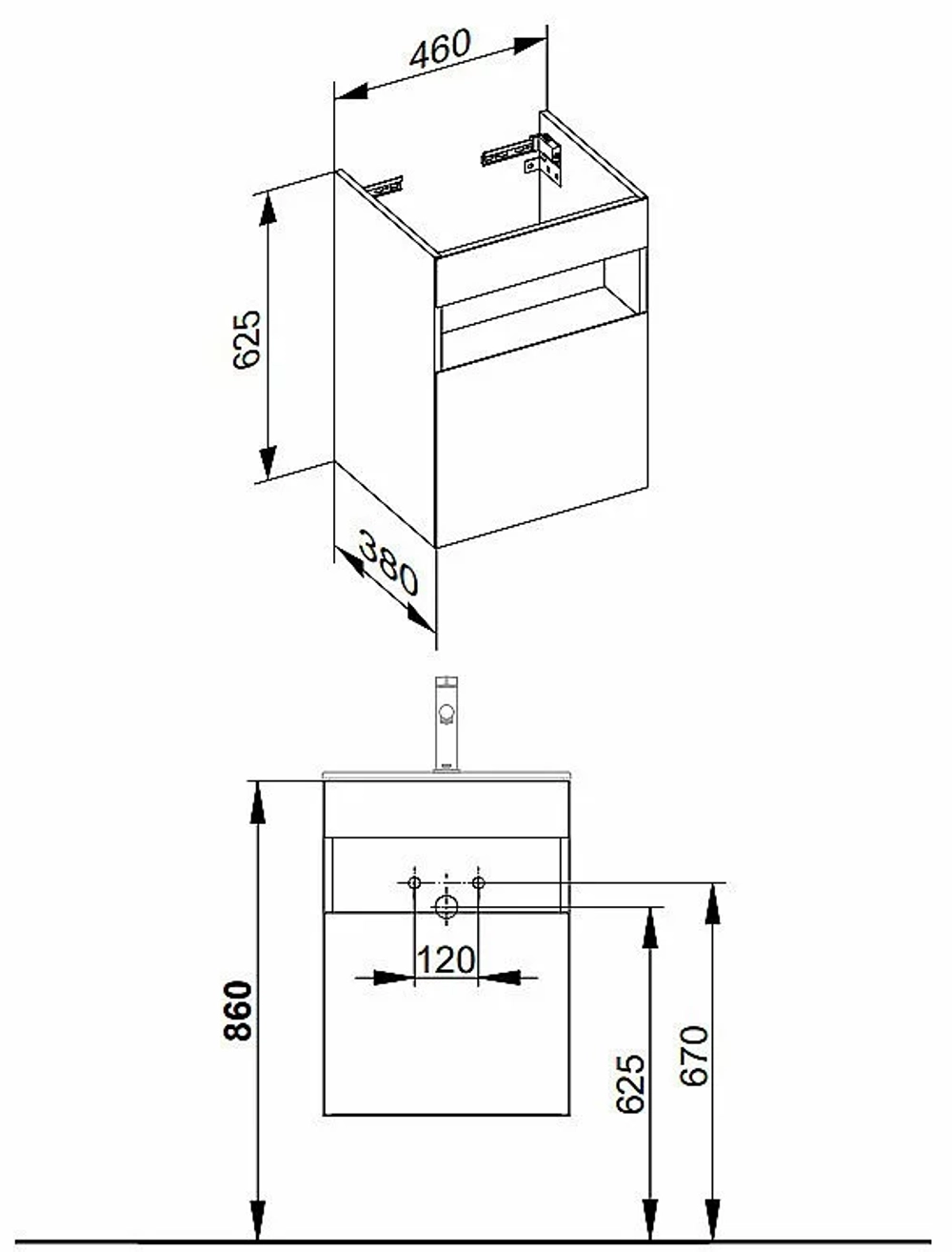 Тумба с раковиной KEUCO STAGELINE 32822290001 46 петли слева, инокс матовый