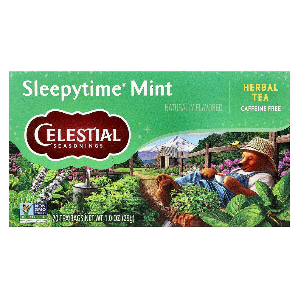 Celestial Seasonings, травяной чай, убаюкивающая мята, без кофеина, 20 чайных пакетиков, 29 г (1,0 унции)