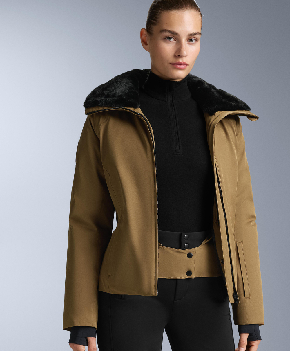 Oysho Водонепроницаемая утепленная куртка Primaloft® SKI, горчичный