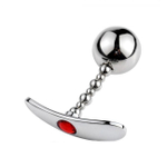 Серебряная анальная пробка для ношения из нержавеющей стали c красным кристаллом (Small) (Цвет: серебряный с красным)