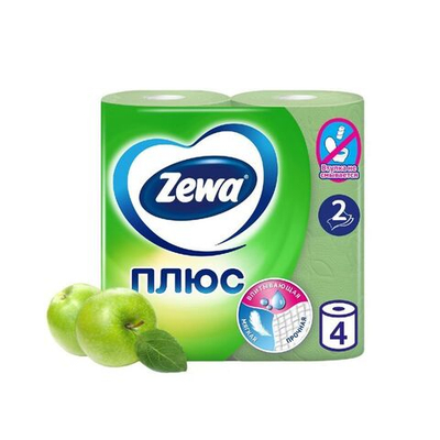 Т/бумага Zewa Plus 2-х сл.4шт.Яблоко