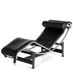 Кресло-шезлонг Chaise Lounge, черная натуральная кожа