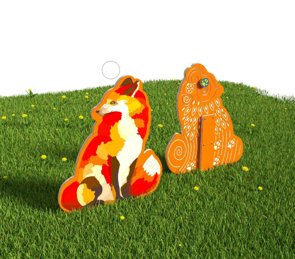 Уличный двусторонний модуль с сенсорными элементами Тактильный топиарий Животные леса