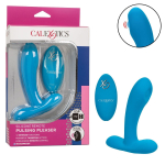 Голубой массажер простаты Silicone Remote Pulsing Pleaser - 11,5 см. (Цвет: голубой)