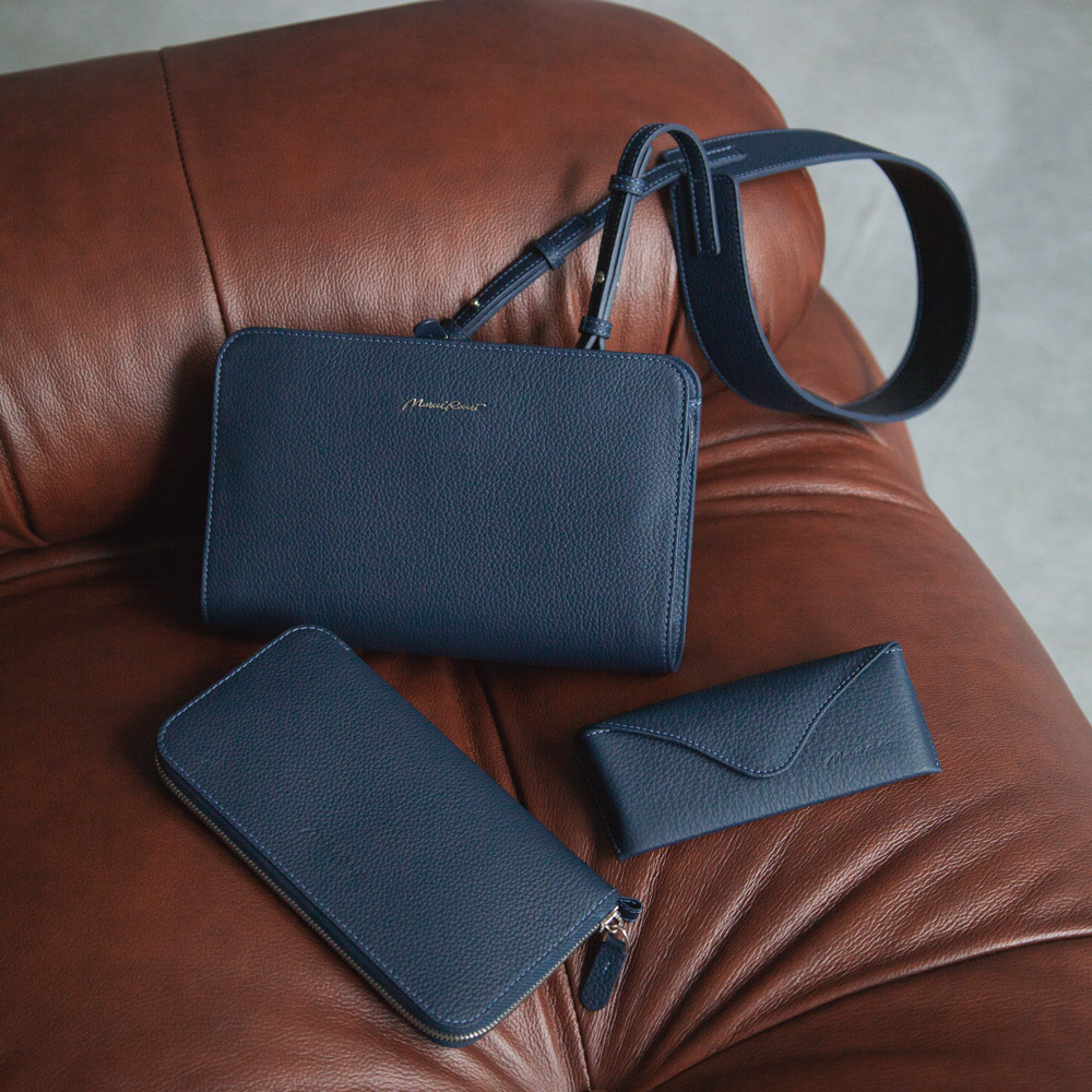 Футляр для очков Vision из кожи теленка, цвета синий