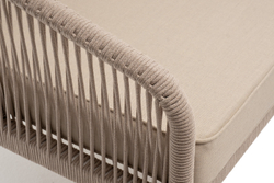 "Канны" правый модуль плетеный из роупа, каркас алюминий белый муар, роуп бежевый круглый, ткань бежевая 15052