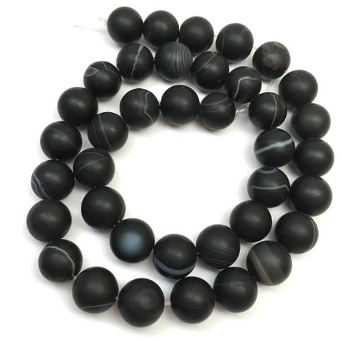 Агат черный матовый 10 мм, бусины