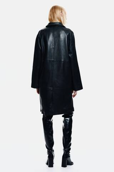 H&M Кожаное пальто, черный