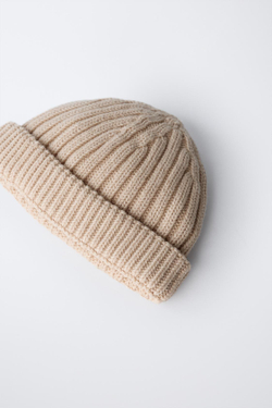 ZARA ШАПКА КРУПНОЙ ВЯЗКИ, ПЕСОЧНЫЙ