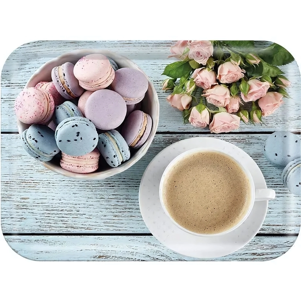 Поднос сервировочный FANTASIA, размер 28,9*18,9*1,8 см, из термостойкого пластика с дизайн