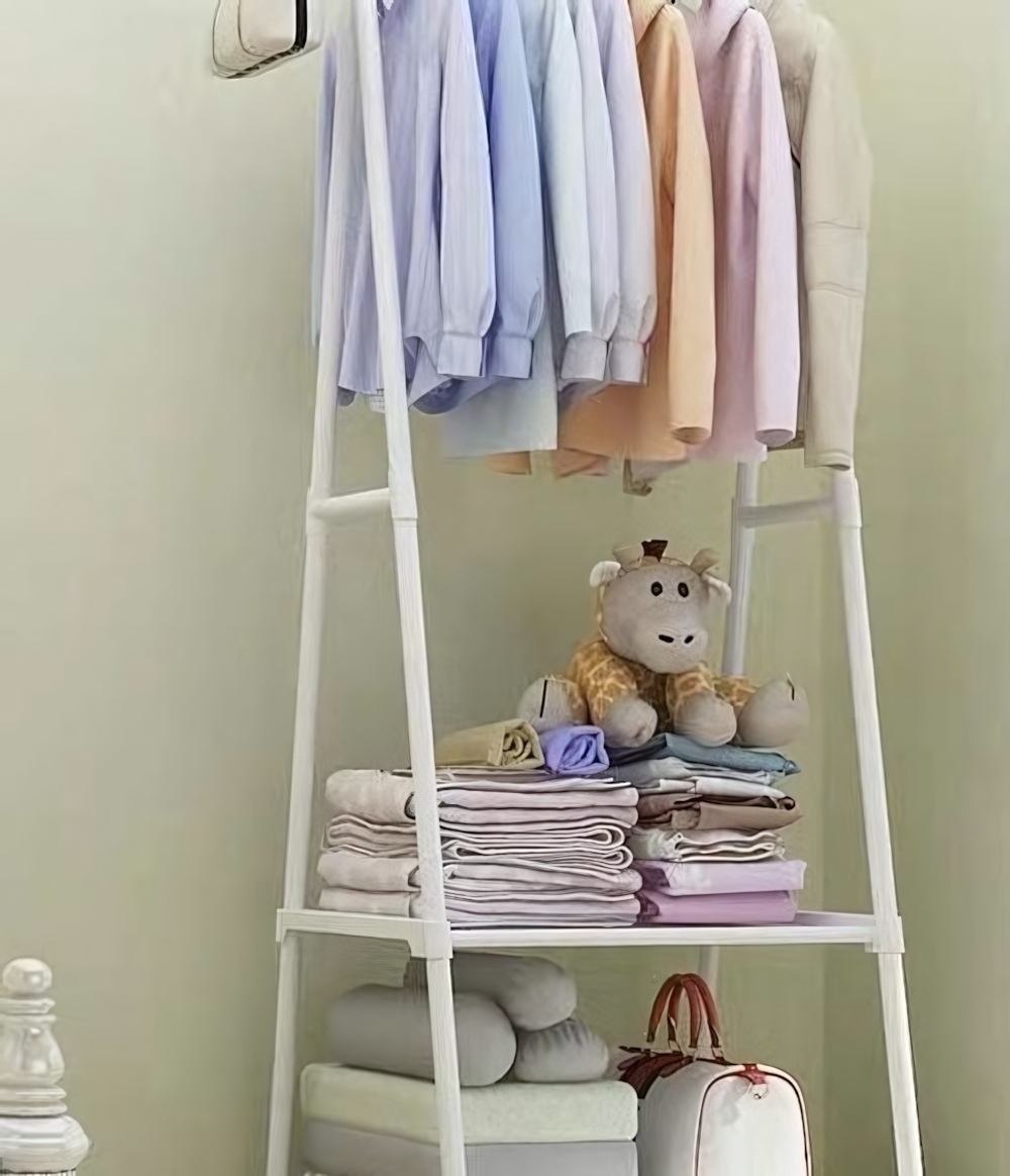 Вешалка напольная на колесиках 160х42х55 белая