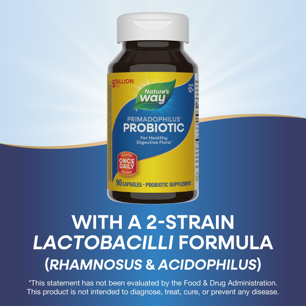 Nature's Way, Primadophilus®, пробиотик, для детей старше 12 лет, 5 млрд КОЕ, 90 капсул