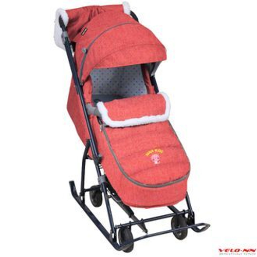 Санки-коляска Ника Наши Детки 6 НДТ6/4 джинс красный