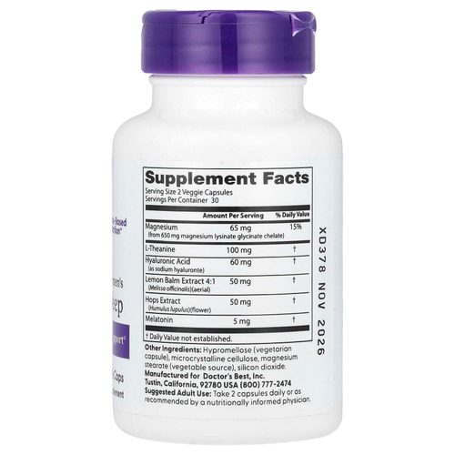 Doctor's Best, Beauty Sleep для женщин, 60 растительных капсул