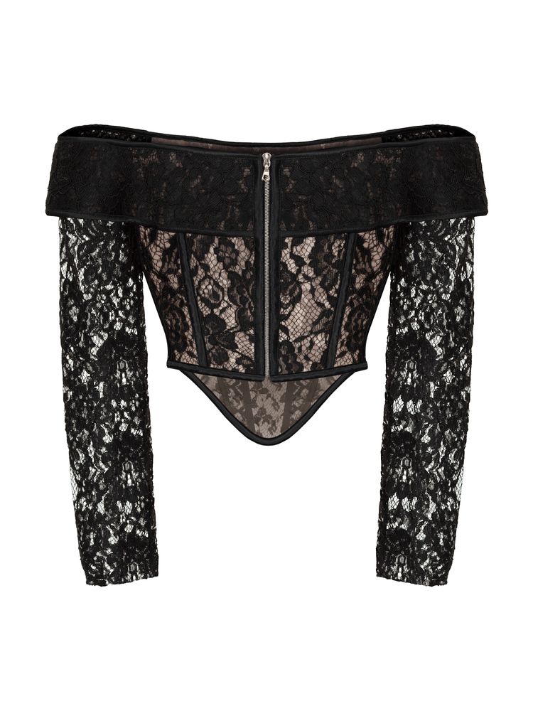 Кружевной топ с открытыми плечами