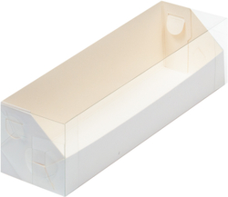 Коробка на 7 макаронс с пластиковой крышкой 19 х 5,5 х 5,5 см, белая