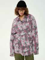 Рубашка Kraizy Stripes Destroy серо-розовая