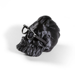 Бородатый череп, барбер в очках, фигурка для декора интерьера, арт-объект, 3D печать, черный, 12 см.