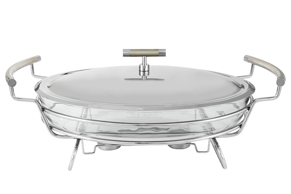 Блюдо с подогревом Перле овальное крышка Regent