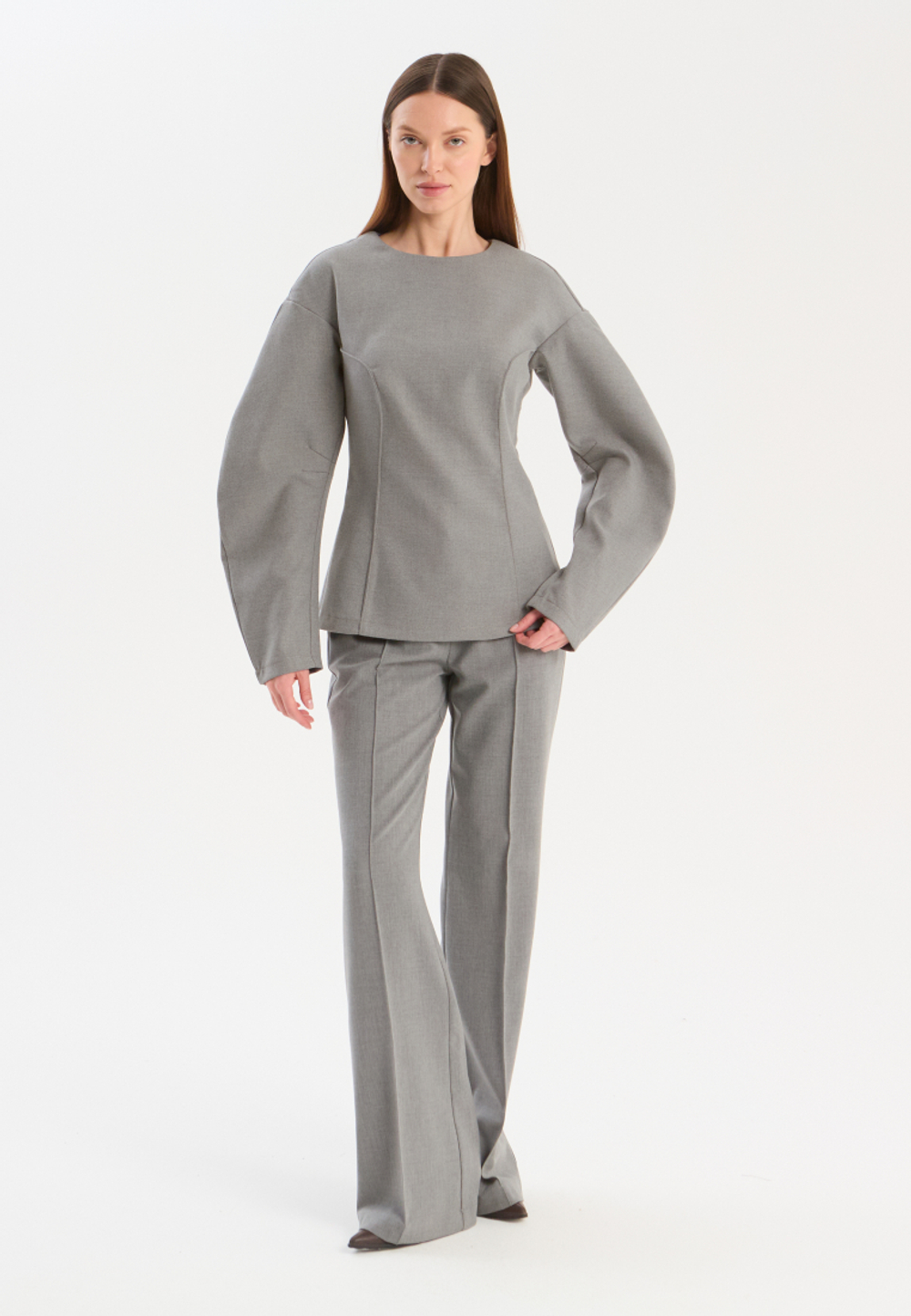 Блуза О-силуэт текстильная