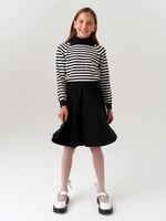 Водолазка для девочки в школу AT1042 черный-молочный