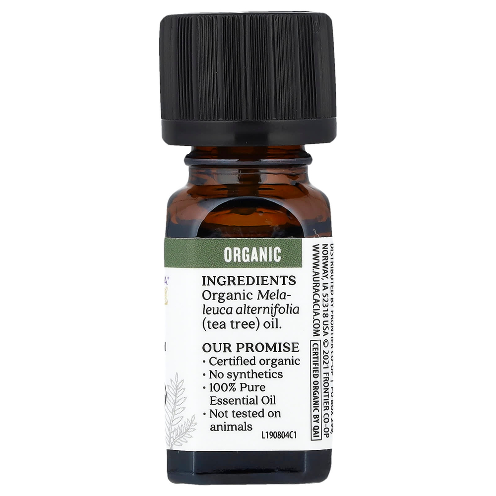 Aura Cacia, чистое эфирное масло, органическое чайное дерево, 7,4 мл (0,25 жидк. унции)