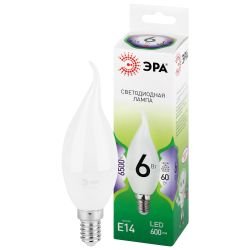 Лампа светодиодная ЭРА GREEN LINE LED BXS-6W-865-E14 GL 6Вт свеча на ветру холодный свет E14 | Лампы cветодиодные Свеча (B/C)