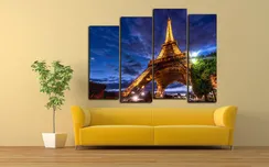 Модульная картина "Ночная Эйфелева башня"