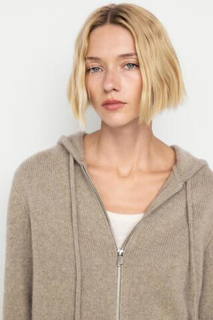 Massimo Dutti Кардиган из 100% кашемира с капюшоном и молнией, бежевый