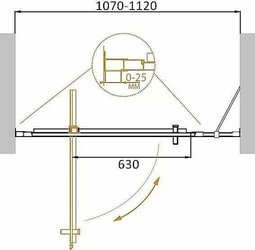 Душевая дверь Cezares MOLVENO BA-11-90+20 прозрачный 110x190