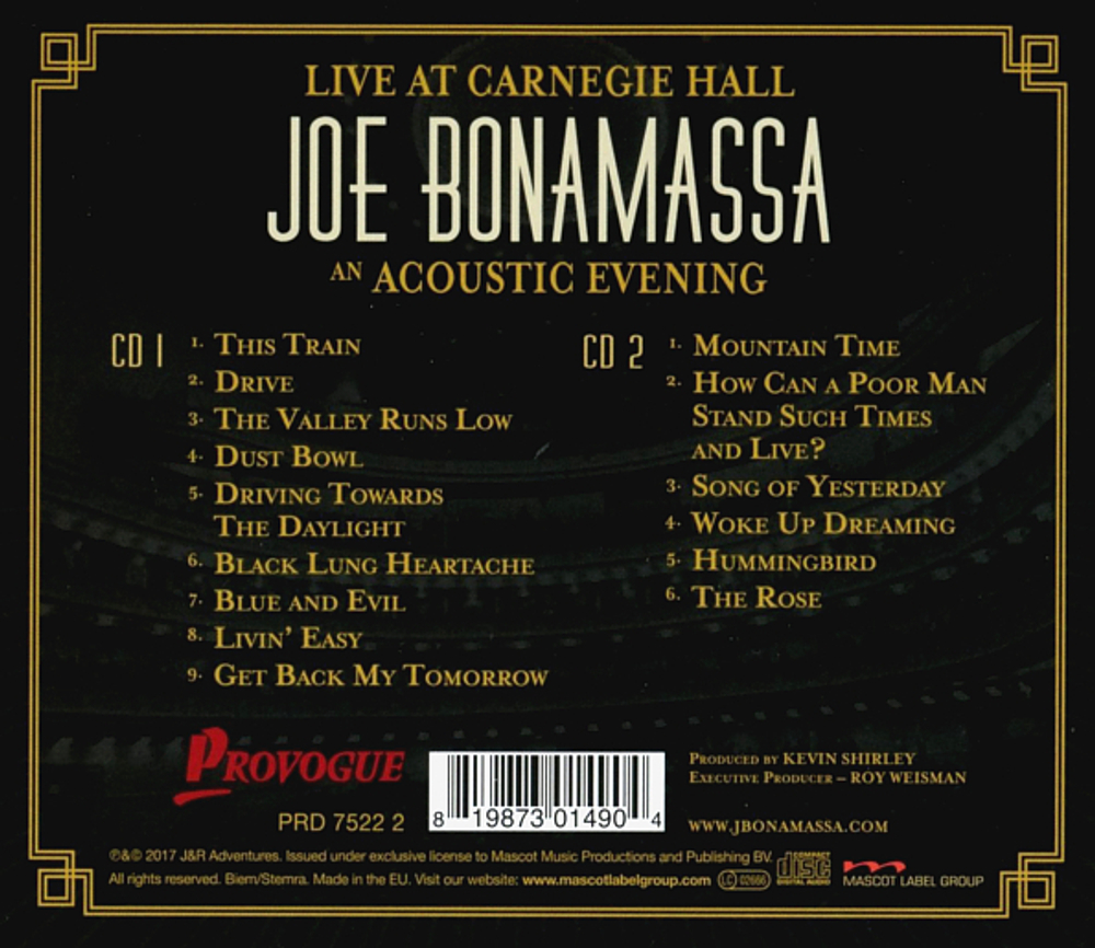 Joe Bonamassa / Live At Carnegie Hall - An Acoustic Evening (2CD)