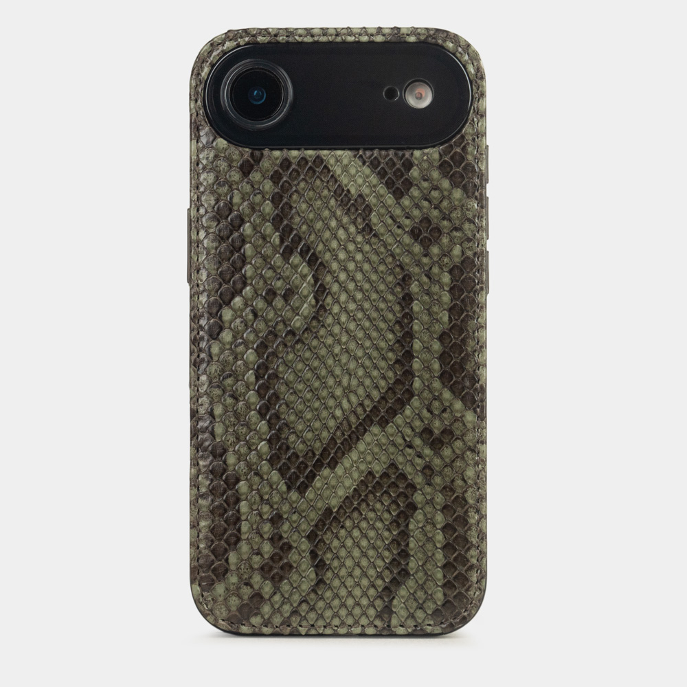 Чехол-накладка для iPhone 17 Air из кожи питона, зеленого цвета