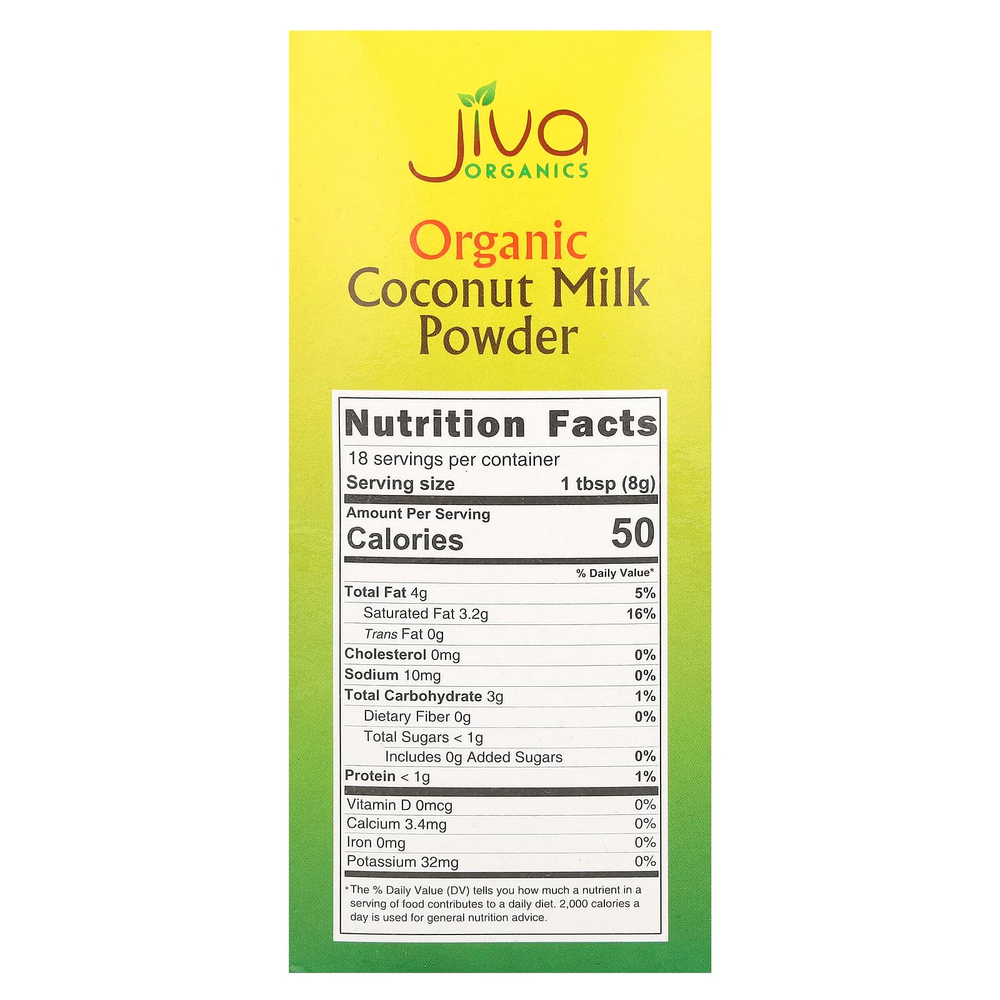 Jiva Organics, Органическое сухое кокосовое молоко, 150 г (5,2 унции)