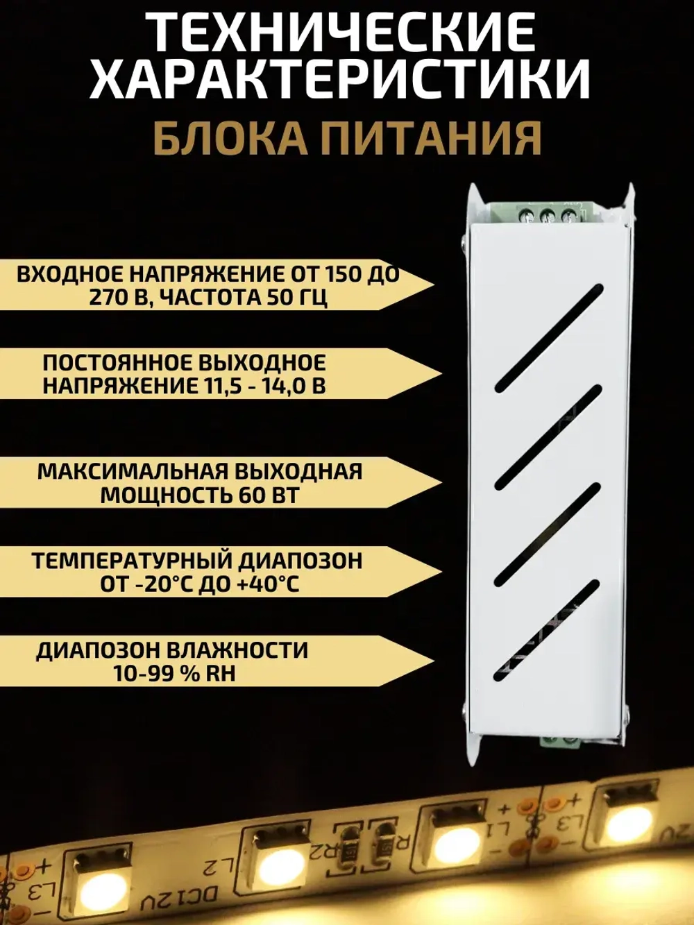 Блок питания для светодиодной ленты 60 W 12В