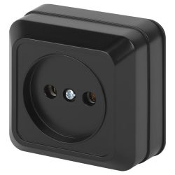 Розетка Intro Quadro 2-201-05 без заземления IP20 16А-250В ОУ антрацит | Intro