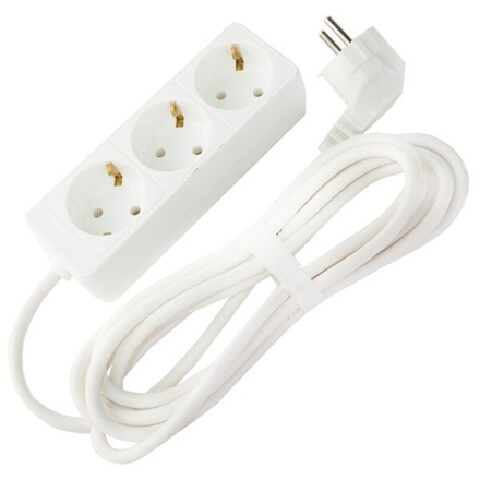 Удлинитель 3гн с З/К 3м белый 16А ПВС 3х1 КОСМОС