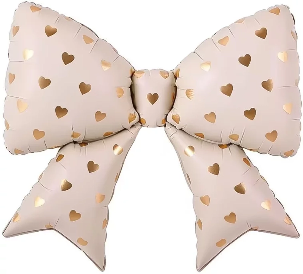 Купить фигурный шар с гелием в виде бантика кремового цвета для девочки в подарок