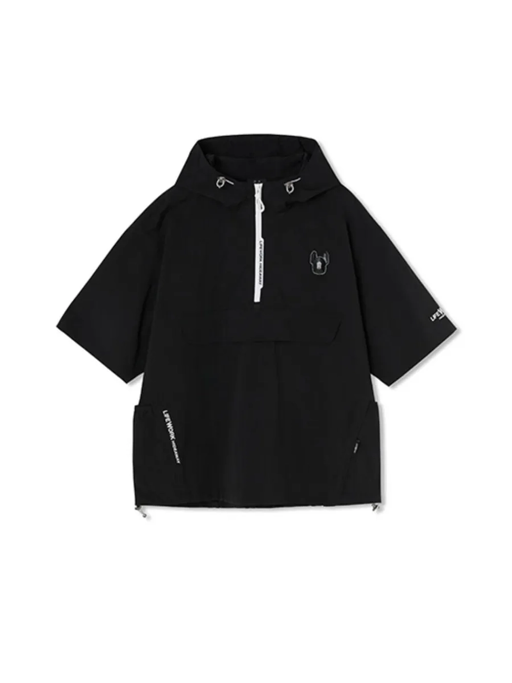 Анорак с капюшоном и короткими рукавами из нейлона