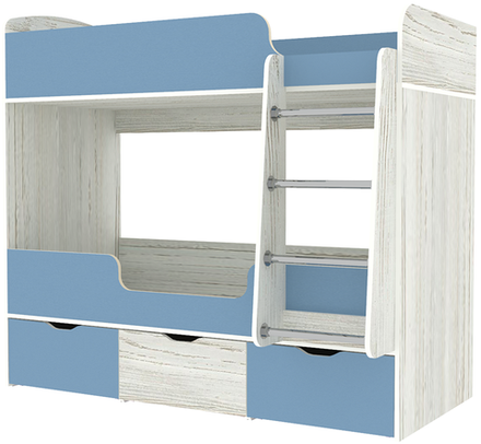 Кровать двухъярусная КарИВи Малыш Двойняшка Винтерберг Светло-синий, голубой