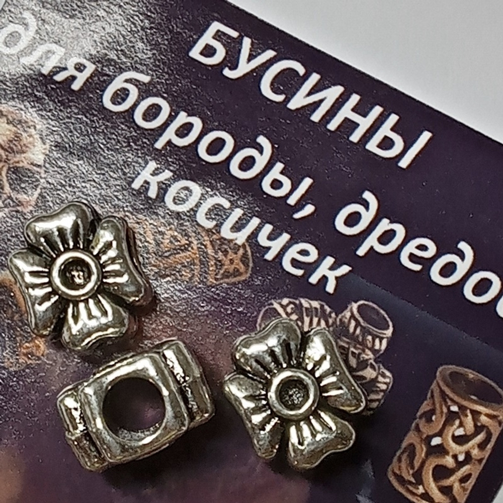 Украшения для бороды, дредов, косичек "Клевер" бусины.