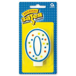 Веселая затея Свечи для торта Цифра-0 7,6см