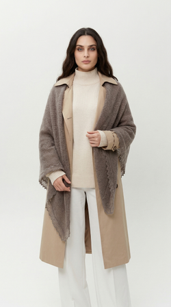 Оренбургский пуховый платок П2-150-03 серый