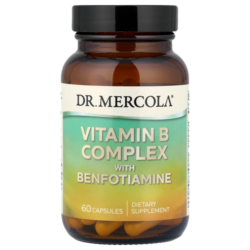 Dr. Mercola, комплекс витаминов группы B с бенфотиамином, 60 капсул