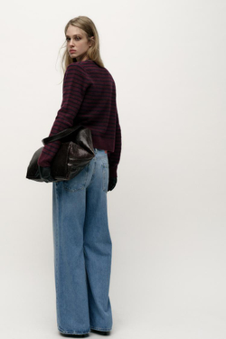 ZARA КАРДИГАН В ПОЛОСКУ, ЦВЕТ БУРГУНДСКОГО ВИНА