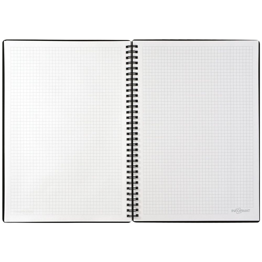 Тетрадь 96л, А4, клетка, на гребне, inFormat черная, пластик обл. фольга