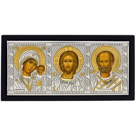 Триптих (Спаситель, Богородица, Николай Угодник). Автомобильная икона. 11 х 5.5 см