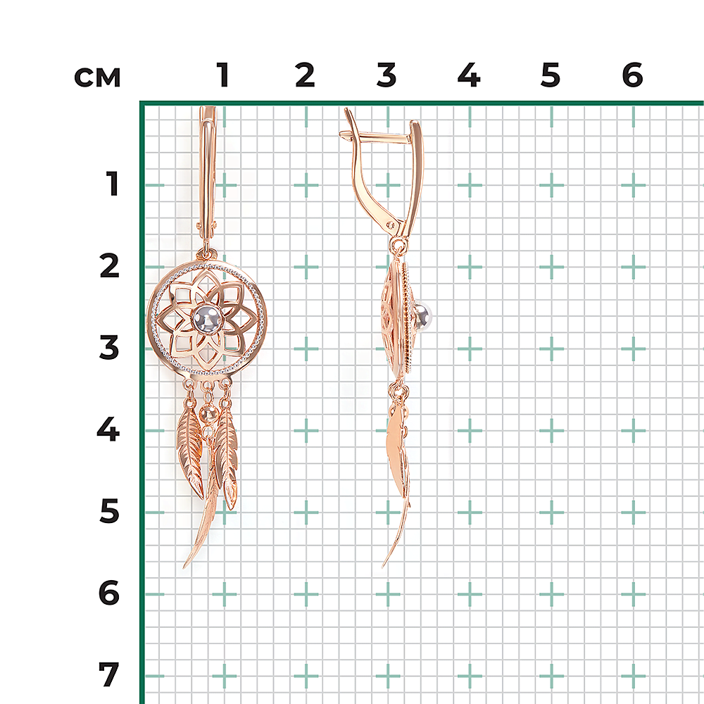 Серьги «Ловцы снов» с английским замком из комбинированного золота 02-5390-00-000-1111